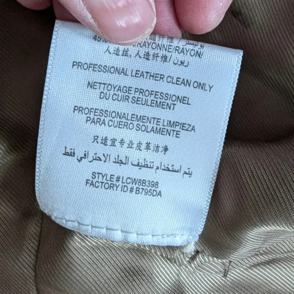 BCBGMaxazria Leather Jacket Tart Taupe Light Brown Moto Crop Women's Extra Small - Picture 13 of 13